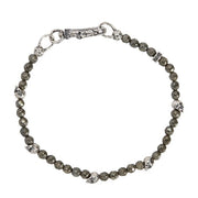 JOHN VARVATOS Skull Sterling Silver Pyrite Single-Strand Beaded Bracelet